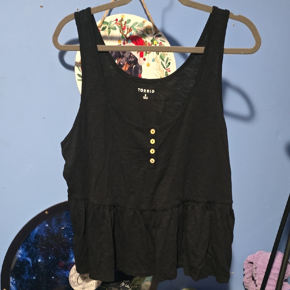 Torrid Black Button-Front Tank Top